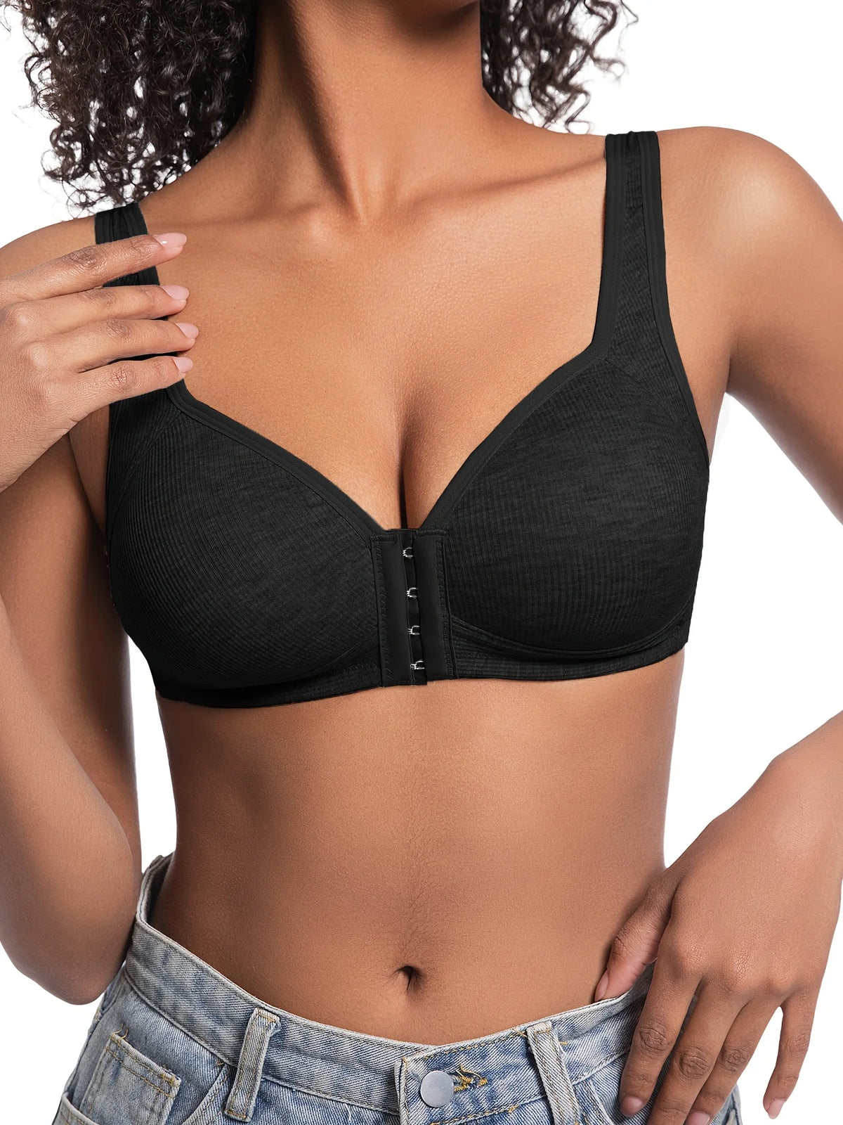 Women's Wire-Free Front Closure Full Coverage Bra