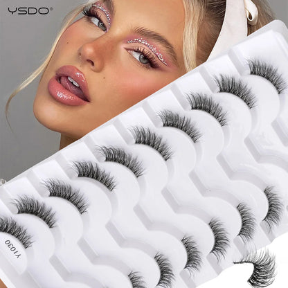 YSDO 5/10 Pairs Natural Soft Black Half Lashes