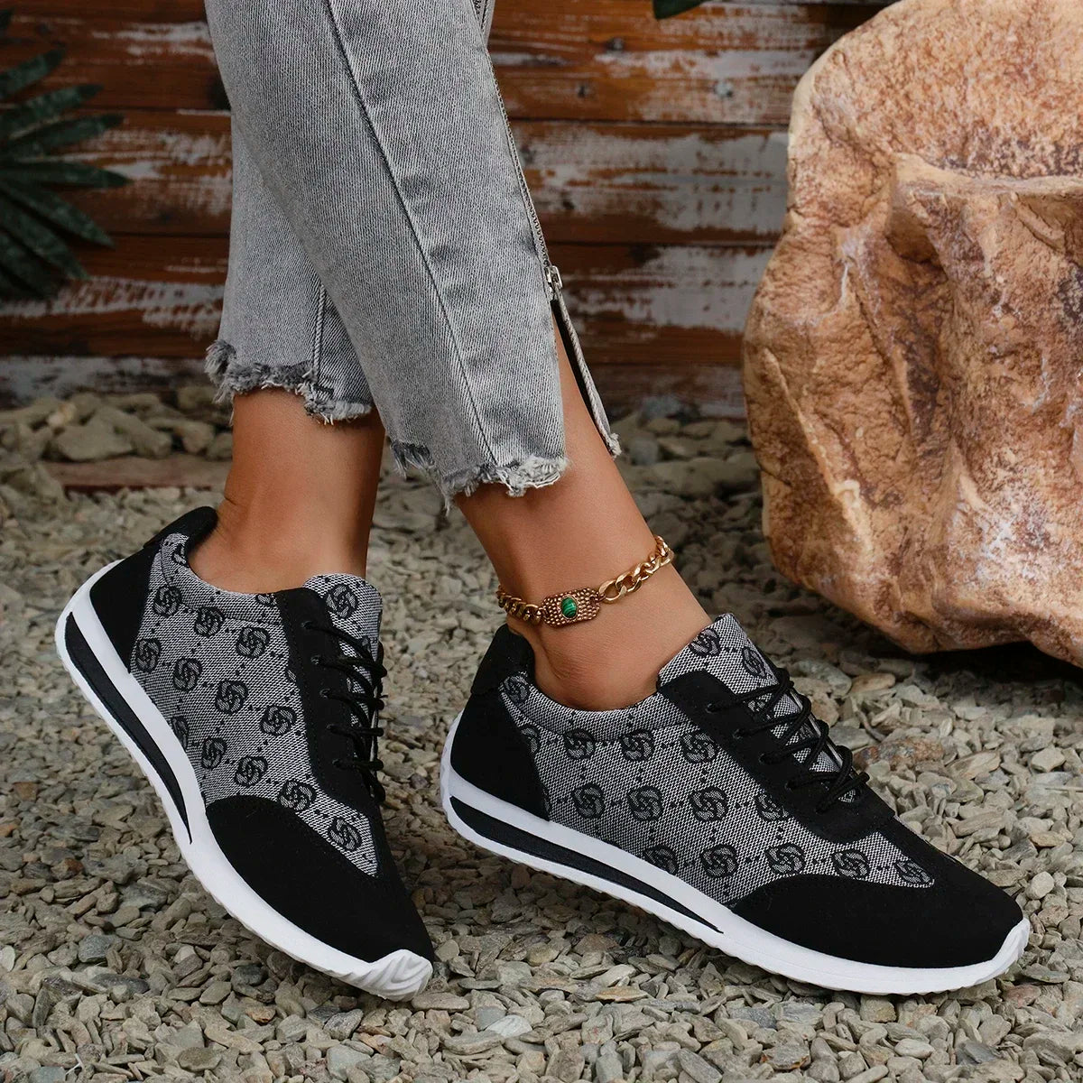 Breathable Cross Strap Sneakers for Women