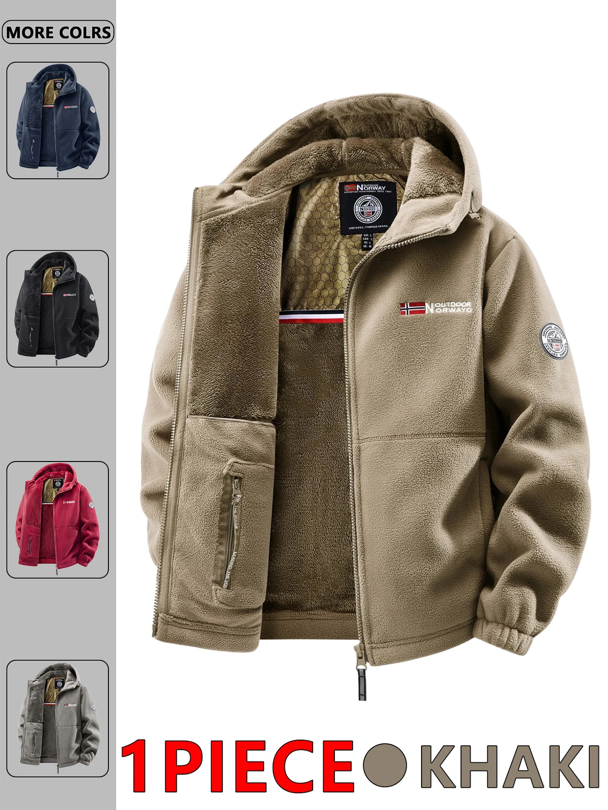Men's Outdoor Hooded Jacket in Polyester