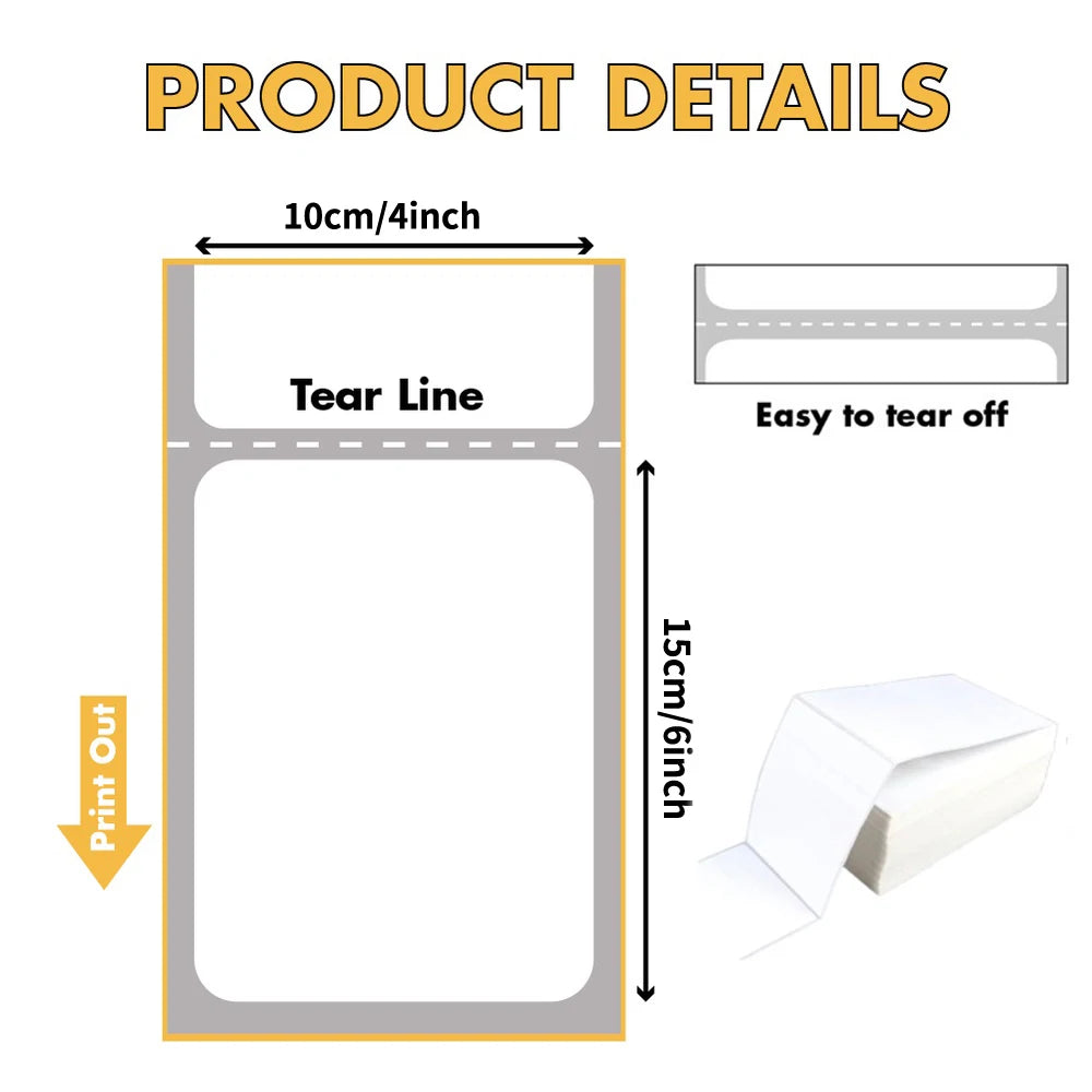 4x6 Inch Thermal Printer Paper White Labels for Shipping