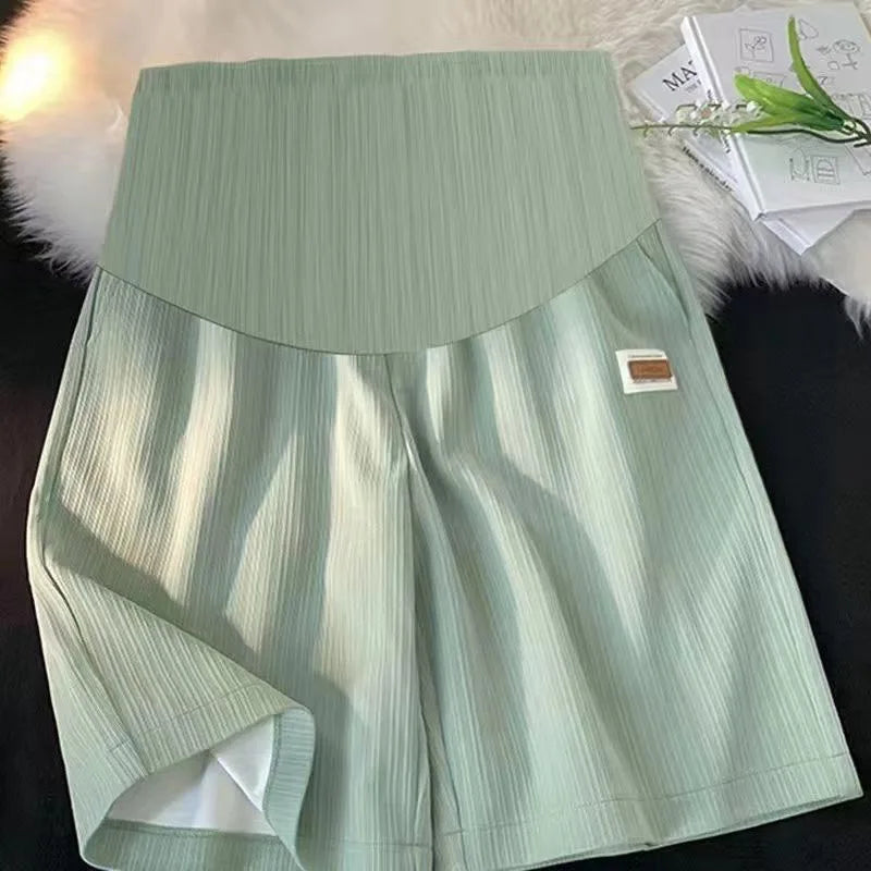 Knee-length Plus Size Maternity Ice Silk Shorts