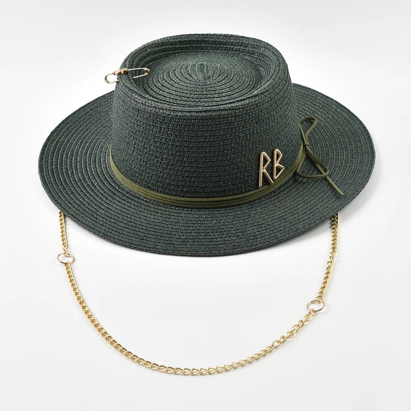 Elegant Straw Sun Hat for Women with Ribbon Decoration