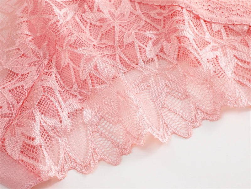 Lace Hollow Out Low-Waist Floral Briefs for Women