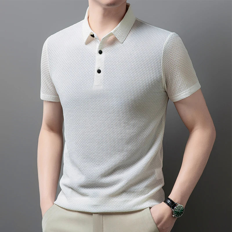 Men's Casual Short Sleeve Solid Color Polo Shirt