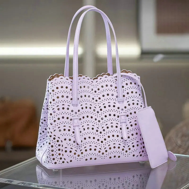Mini Cowhide Shoulder Handbag Genuine Leather Bucket Bag