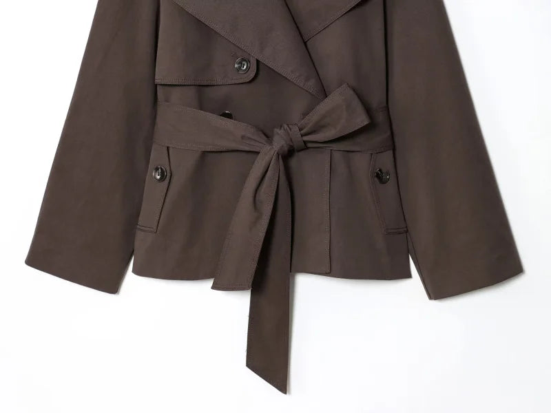 Women's Casual Double-Breasted Trench Coat in Maillard Color