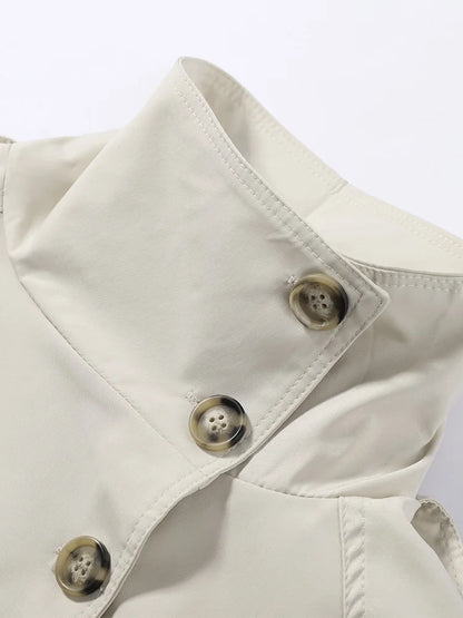 Women's Double Breasted Long Trench Coat Windbreaker