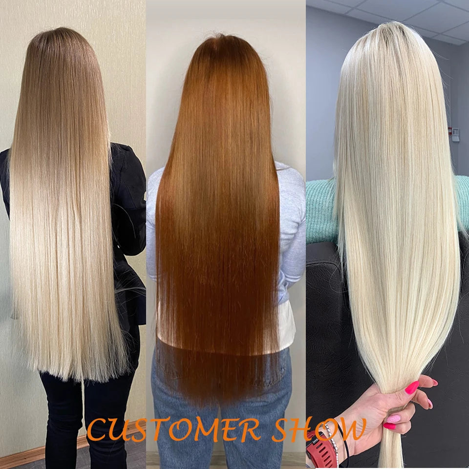 30 Inch Bone Straight Synthetic Hair Bundles Piano Blonde Ombre