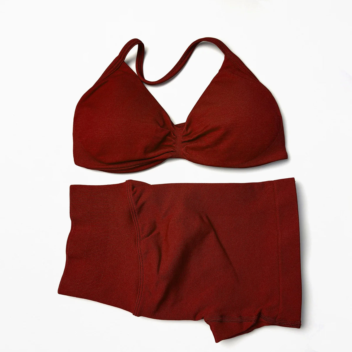Seamless Strappy Yoga Bra and Scrunch Butt Shorts Set