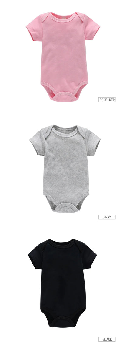 Newborn Baby White Cotton Short Sleeve Romper