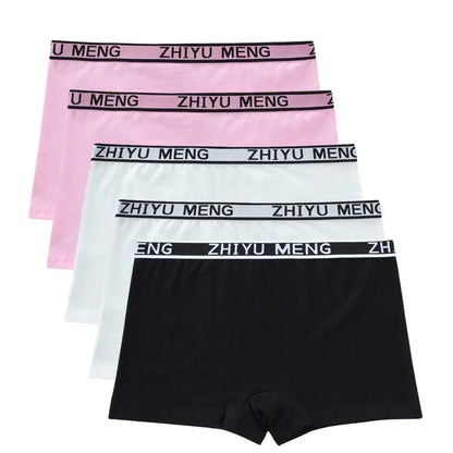 Teenage Girls Cotton Panties Solid Color Mid Waist Briefs