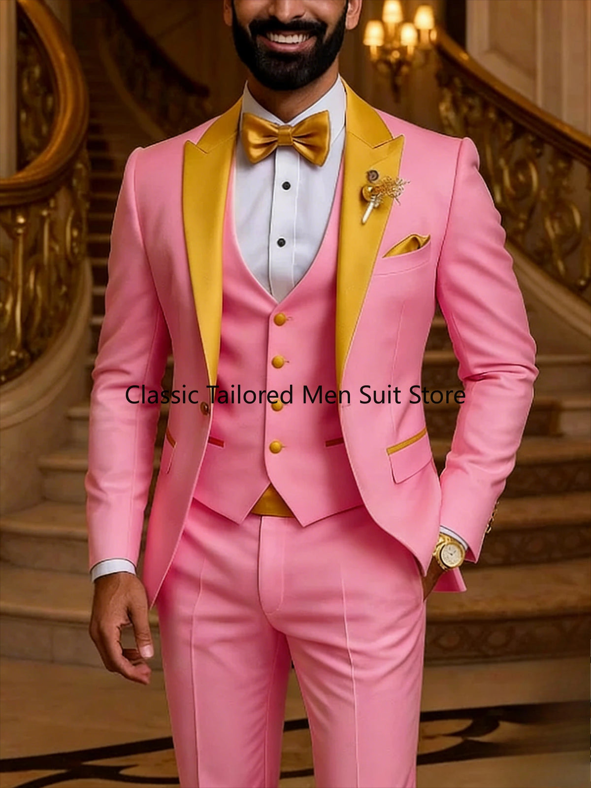 Men's Slim Fit Tuxedo 3 Piece Suit for Wedding and Work