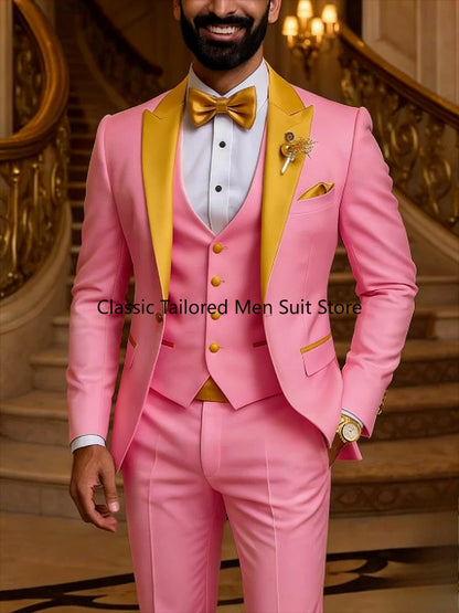 Men's Slim Fit Tuxedo 3 Piece Suit for Wedding and Work