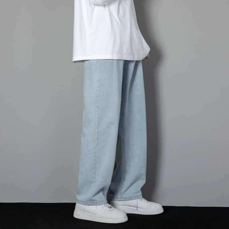 Men's Casual Straight Denim Jeans in Light Blue