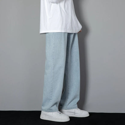 Men's Casual Straight Denim Jeans in Light Blue