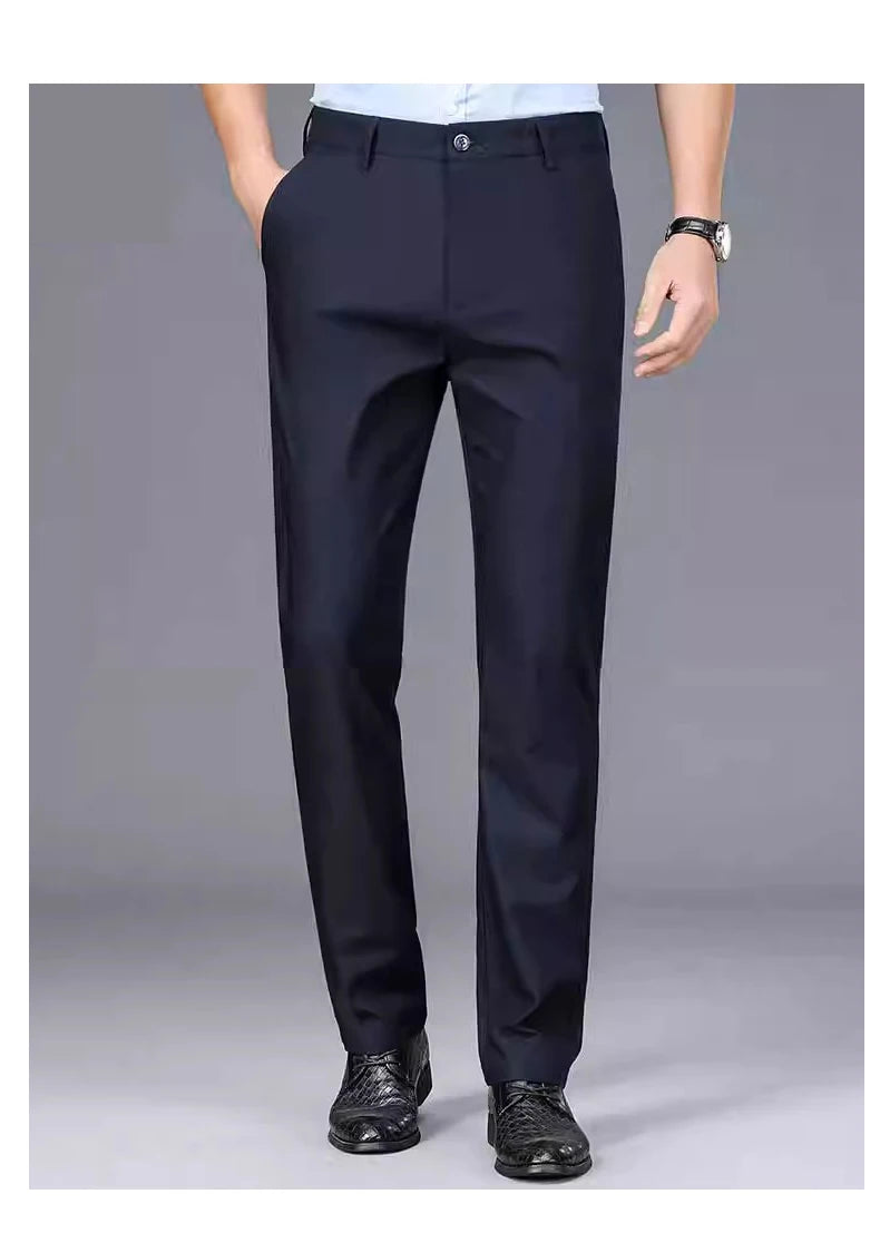 Black Stretch Smart Casual Men's Trousers
