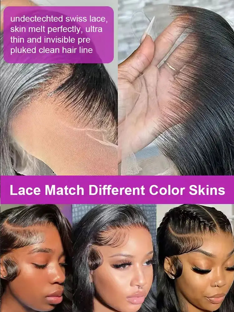 42 Inch 250% Density Body Wave Lace Front Wig Black