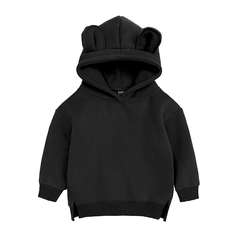 Kids Hooded Sweatshirt Cotton Solid Top for Girls