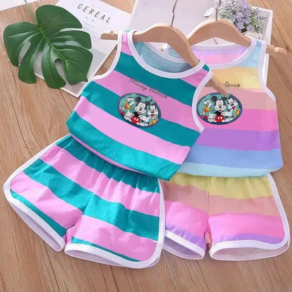 Cartoon Printed Vest and Shorts Set for Kids