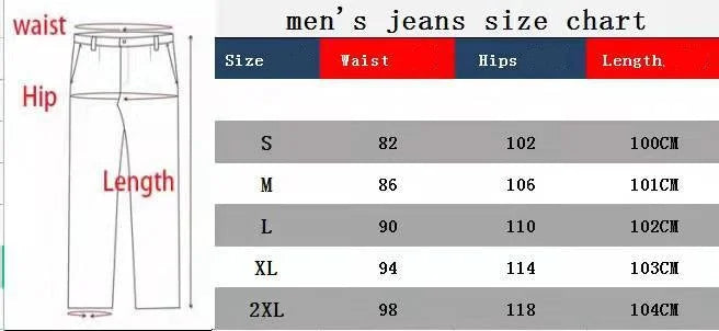 Men's Casual Straight Denim Jeans Blue Black S-3XL
