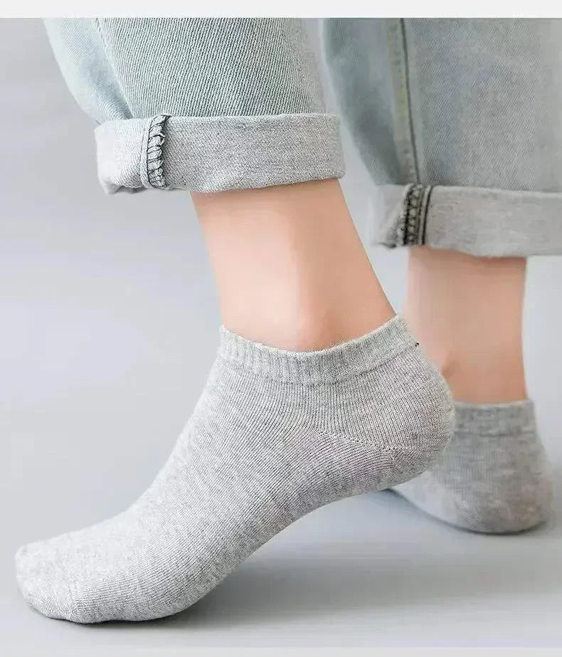 Unisex Ankle Socks Cotton Breathable Sports Black White Gray