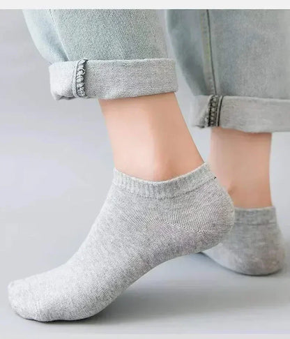 Unisex Ankle Socks Cotton Breathable Sports Black White Gray