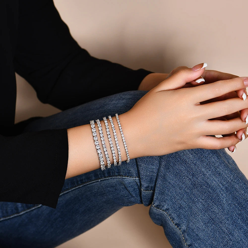 Moissanite Tennis Bracelet Round Cut 925 Silver White Gold