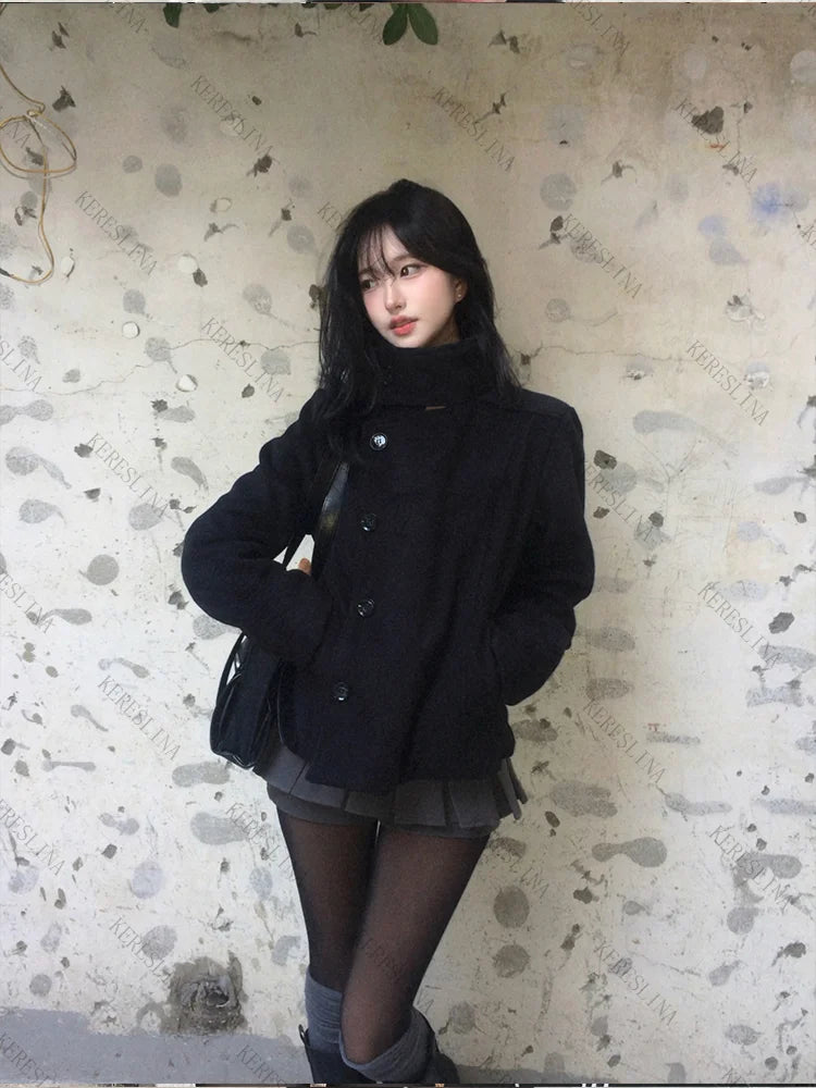 Women's Y2K Solid Color Turtleneck Coat