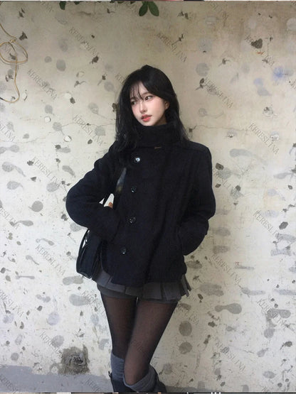 Women's Y2K Solid Color Turtleneck Coat