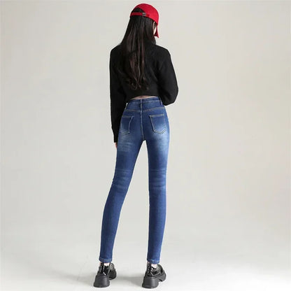 Women's Winter Plush Stretch Skinny Jeans