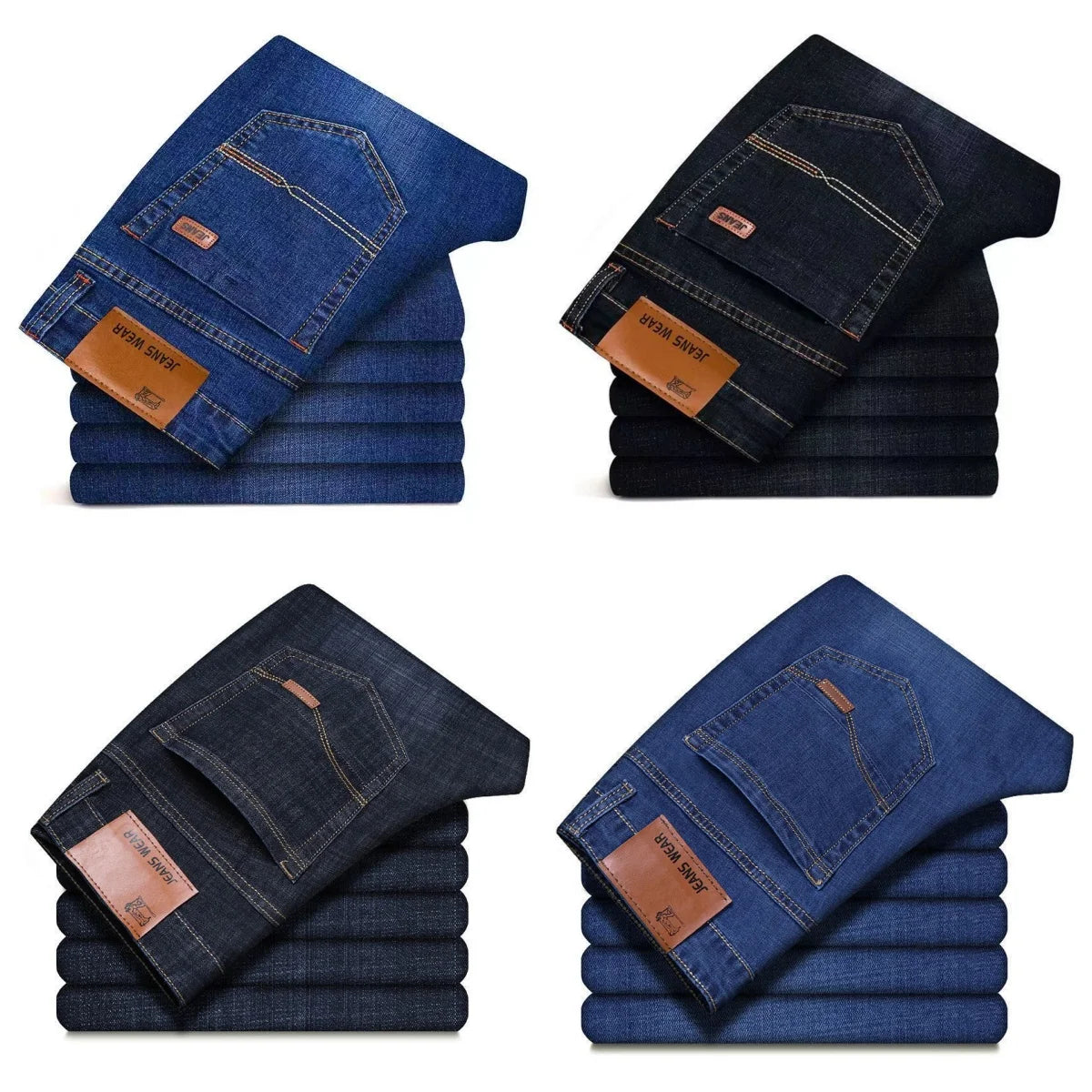 Men's Slim Fit Denim Jeans Casual Black Blue