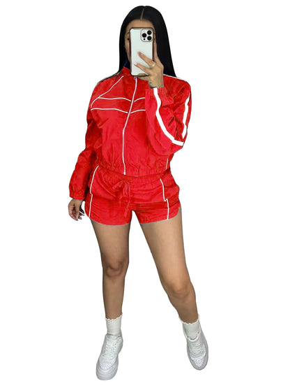 Women's Slim Sporty Tracksuit with Jacket and Shorts