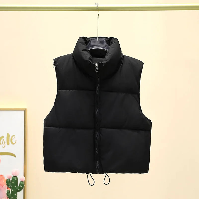 Winter Short Down Vest Women Zipper Jacket Casual