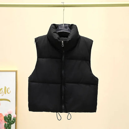 Winter Short Down Vest Women Zipper Jacket Casual