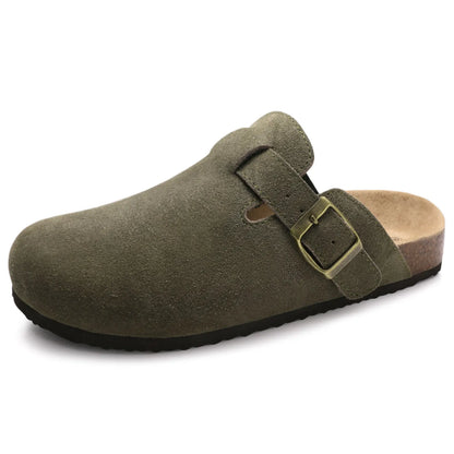 Comwarm Women's Suede Mules Slippers with Cork Insole