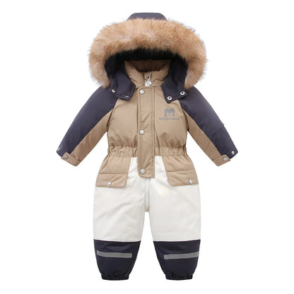 Children's Waterproof Hooded Ski Suit Jumpsuit
