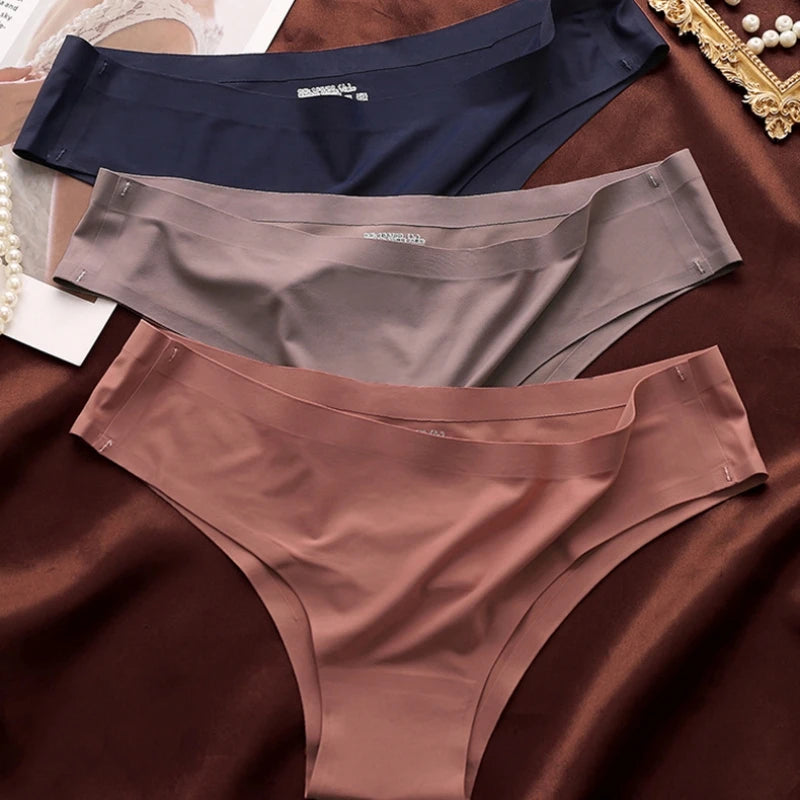 4PCS Seamless Brazilian Panties Cool Ice Silk Low Waist