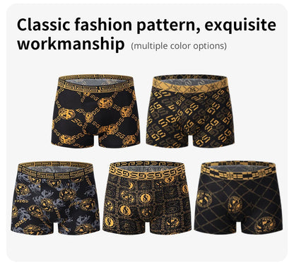 Men's Black Gold Printed Boxer Underwear 5/10 Pack