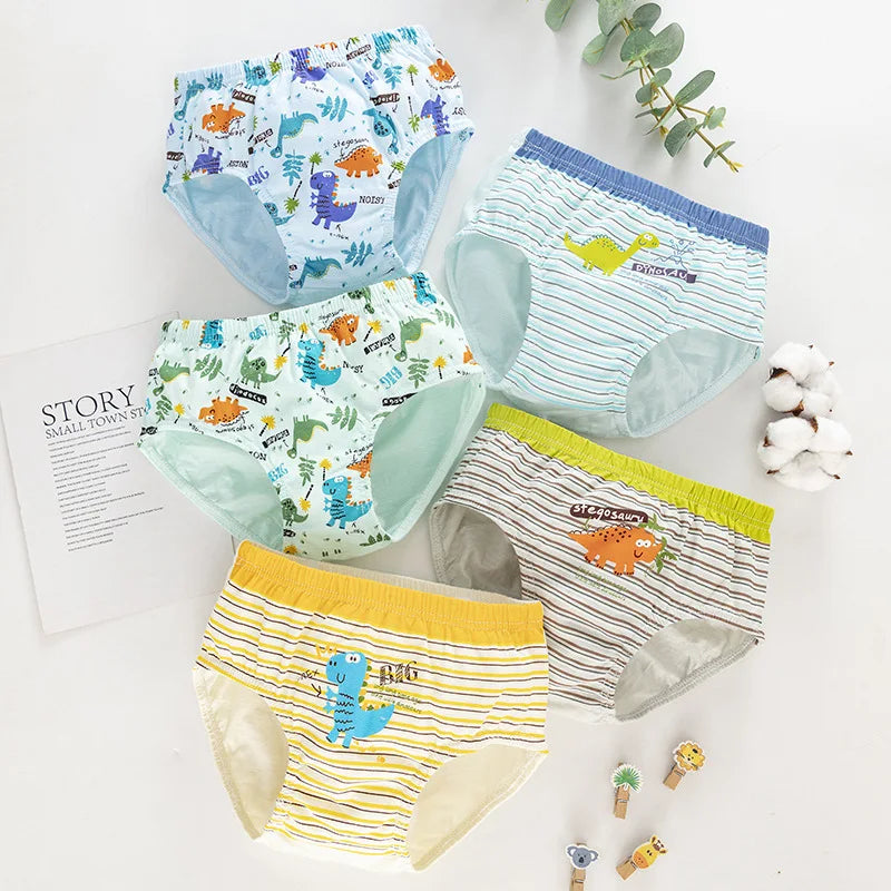 Cotton Dinosaur Cartoon Boys Briefs 3 Pcs Set