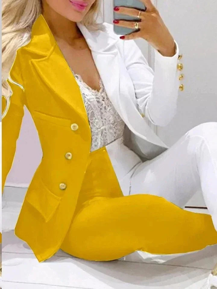 Paisley Butterfly Blazer Suit and Pants Set for Women