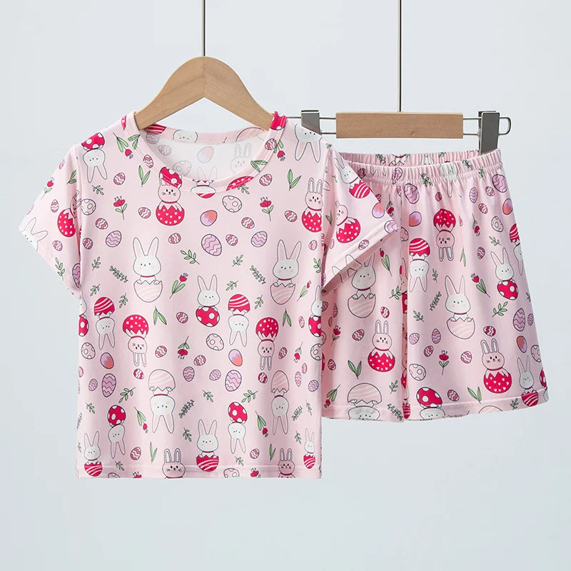 Children's Summer Short Sleeve Shorts Set