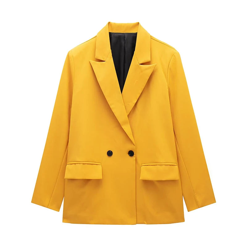Willshela Women Vintage Double Breasted Blazer with Pockets