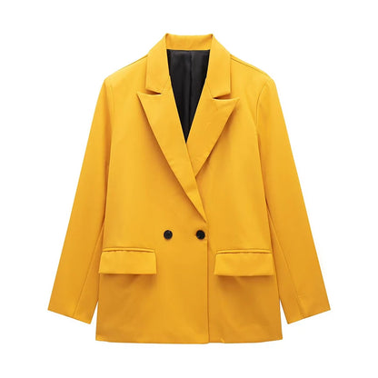 Willshela Women Vintage Double Breasted Blazer with Pockets