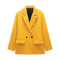 Willshela Women Vintage Double Breasted Blazer with Pockets