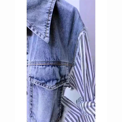 Splicing Denim Jacket Women Casual Jean Coat