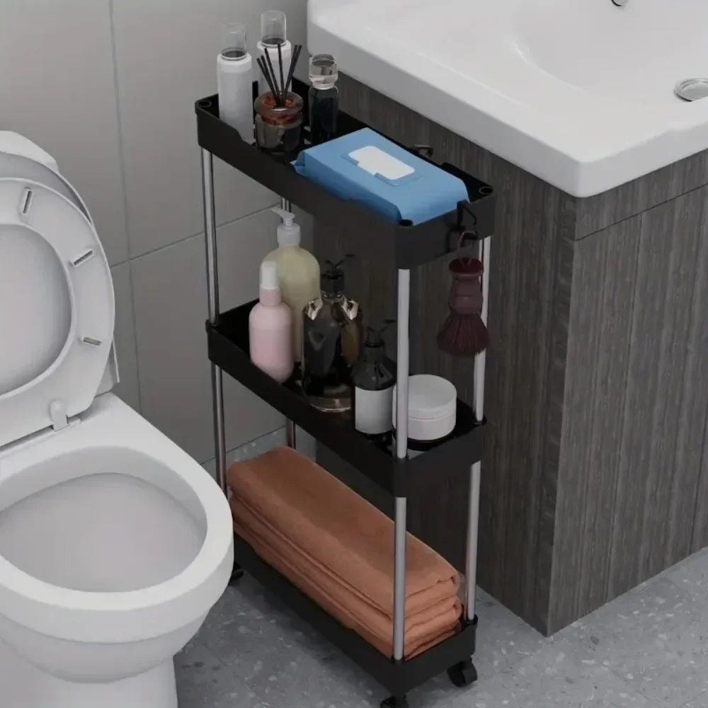 Multi-layer Metal Storage Trolley for Bathroom and Kitchen