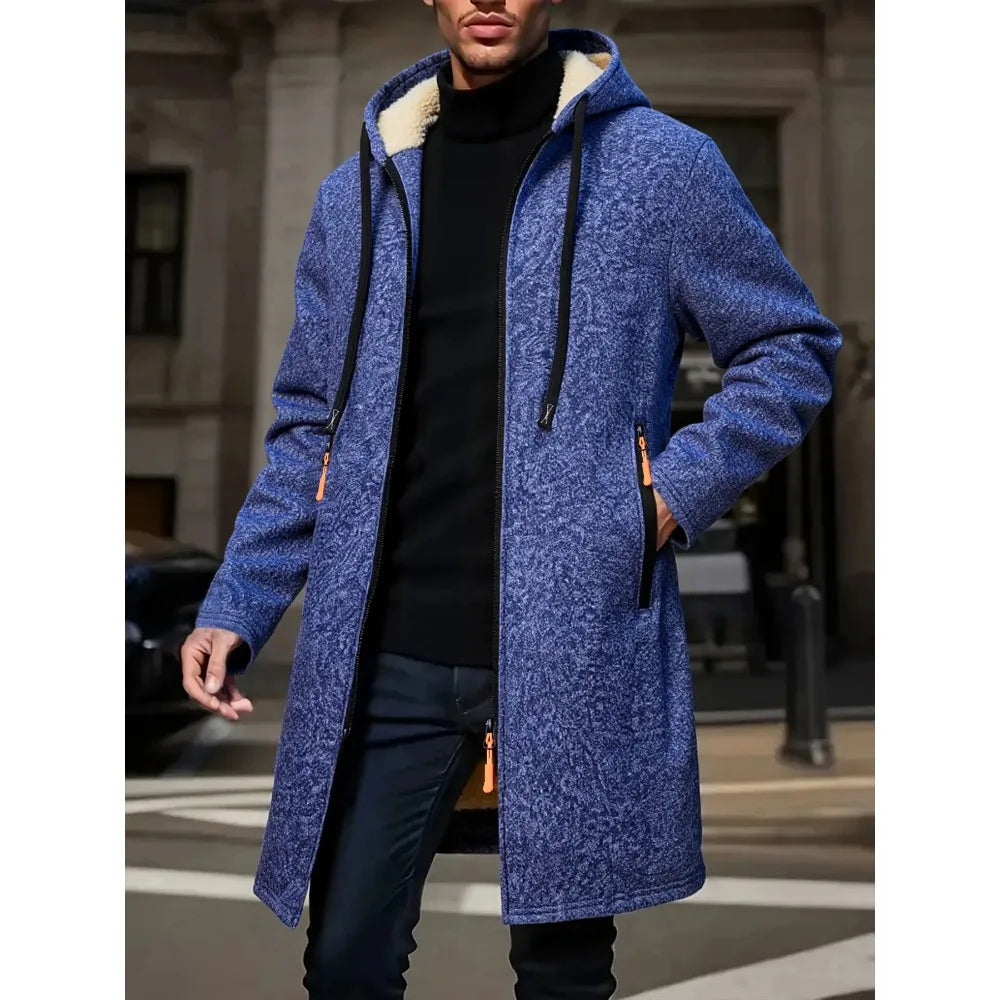 Men's Fleece Hooded Windbreaker Jacket