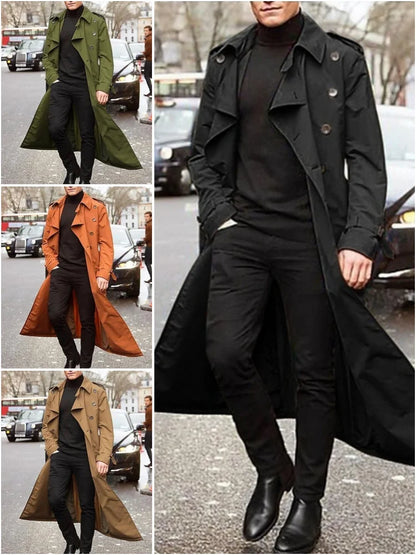Men's Thin Trench Coat with Epaulets for Spring