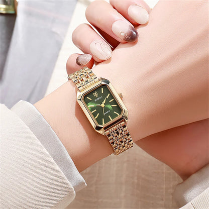 Gold Plated Ladies Quartz Watch Stainless Steel Band